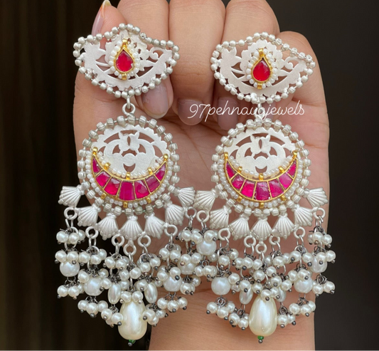 Silver Lookalike Paachi Earrings